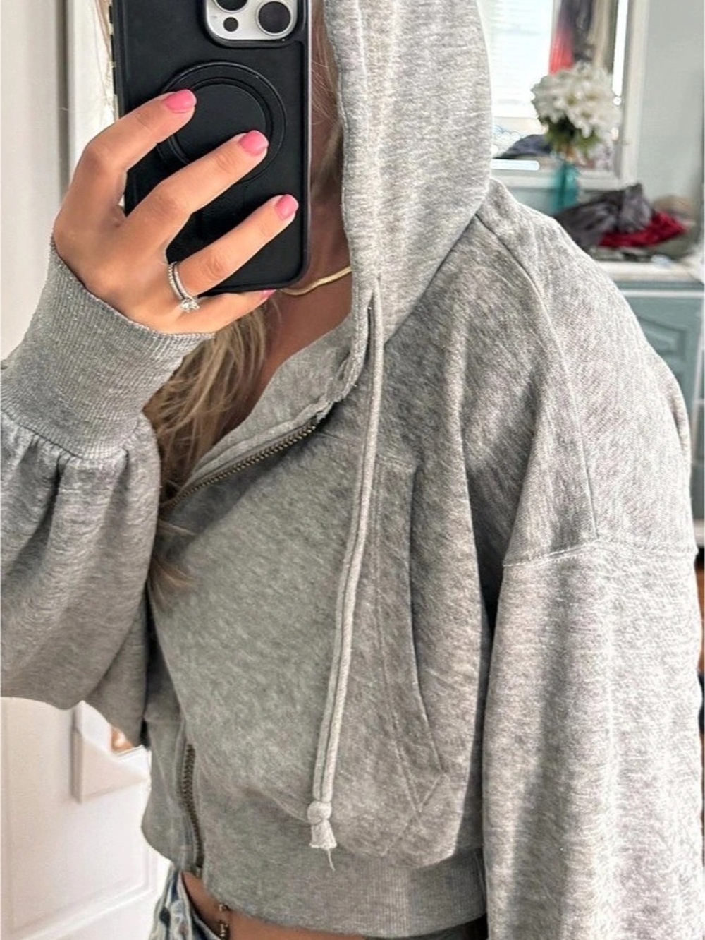 Free People Low Key Cropped Zip Hoodie in Gray Size XS - Picture 3 of 8